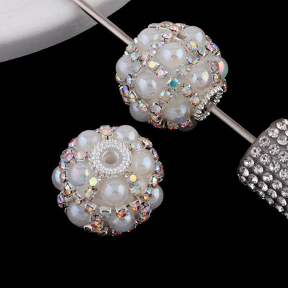 Embellished Bubblegum Beads 20mm Zirconia Paved Colorful Polymer Clay 2pcs 7