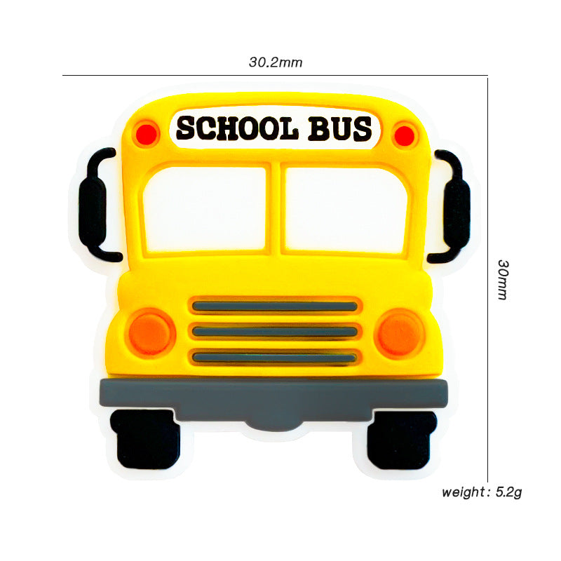 Silicone Focal Beads School Bus School Bus Text 20pcs