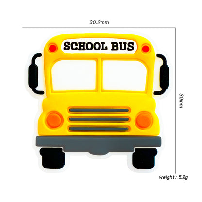 Silicone Focal Beads School Bus School Bus Text 20pcs