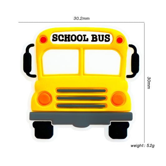 Silicone Focal Beads School Bus School Bus Text 20pcs