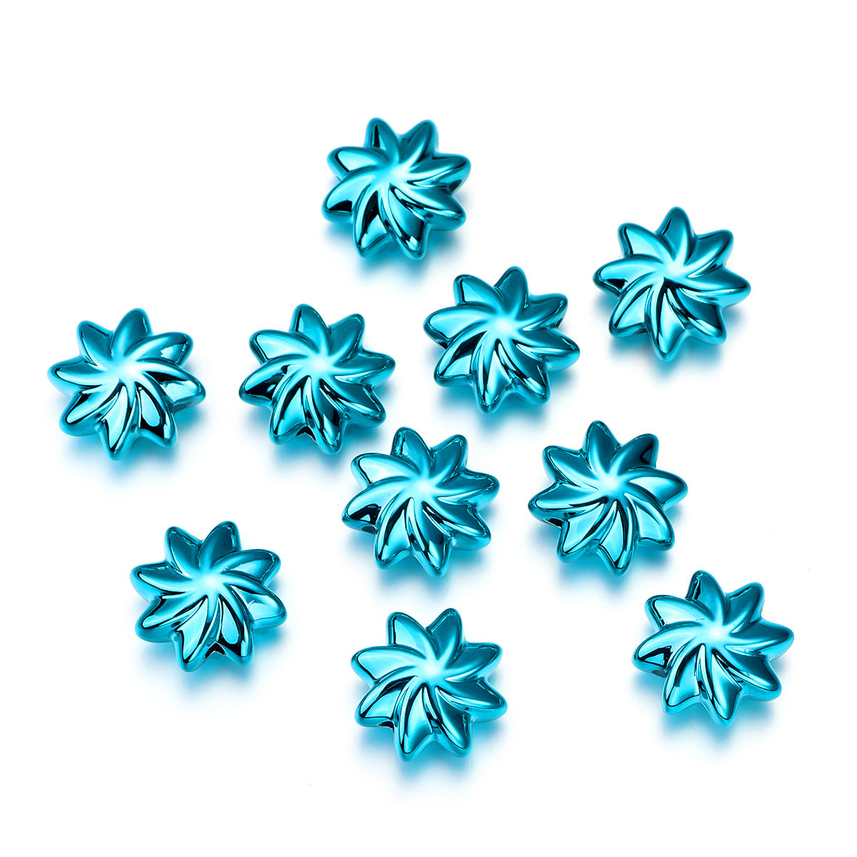 UV Plating Flower Acrylic Beads 20mm Metallic Finish 10pcs 9