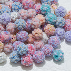 Embellished Flower Cluster Clay Beads 20mm Gradient Rose 10pcs