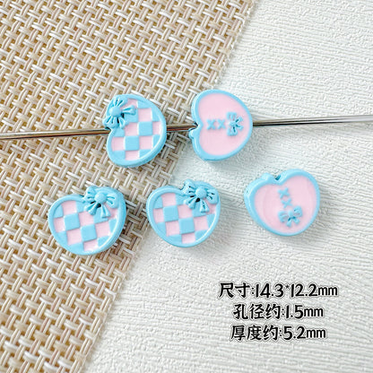 Star and Heart Metal Beads 13mm Baking Painted Houndstooth 10pcs 17