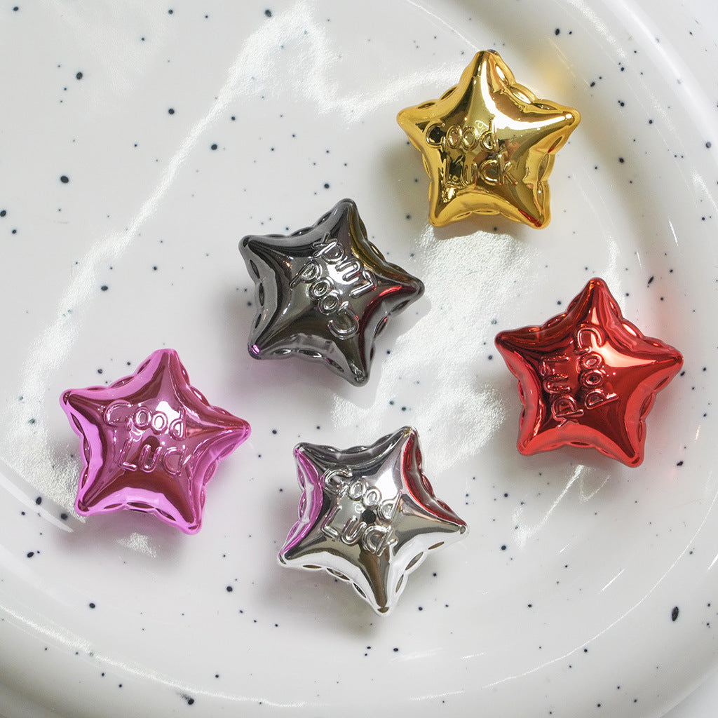 UV Plating Balloon Shaped Star Acrylic Beads 25mm Metal Colored 50pcs 11