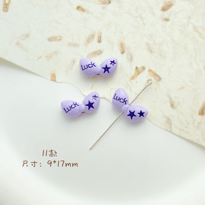 Cat Strawberry Moon Metal Beads Purple Tone Baking Painted 10pcs 13