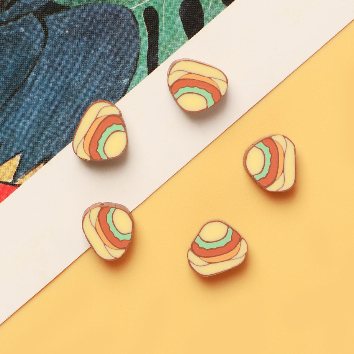 Triangular Clay Beads 8mm 10mm 4mm Hamburger Cake Polymer 100pcs 3