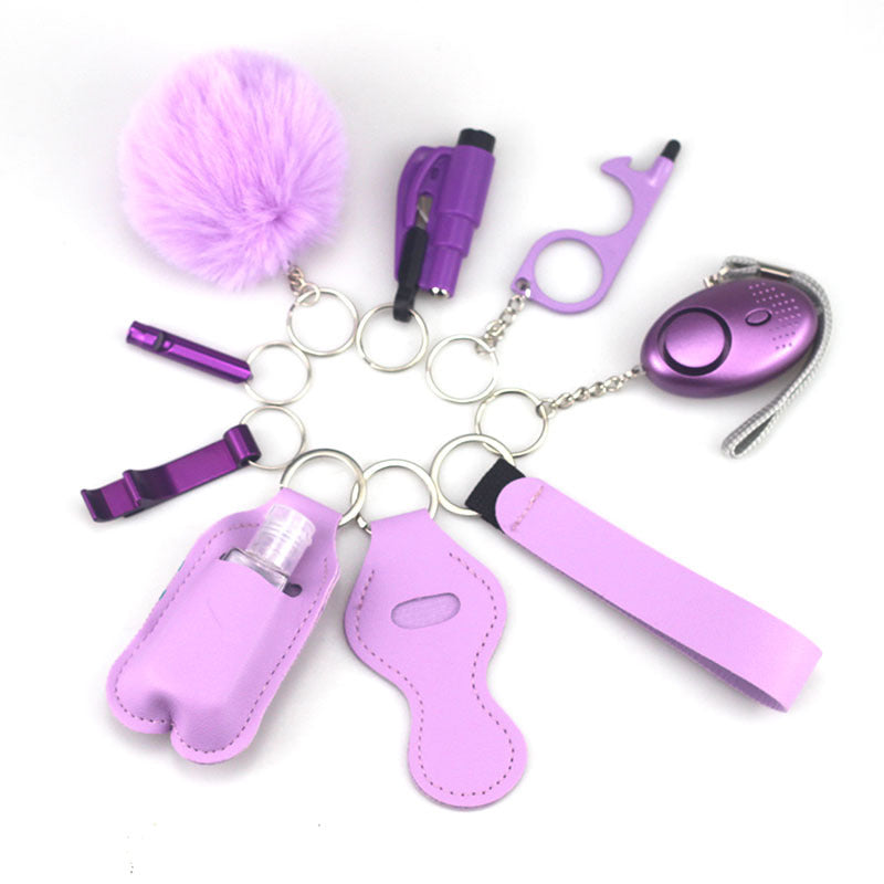 Self Defense Alarm Pompom Keychain Outdoor Safety 10 Pack 52