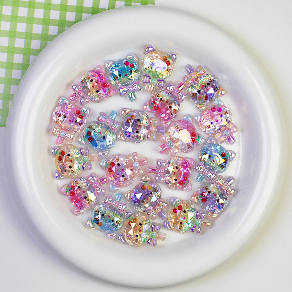 Plating Shimmer Hello Kitty Resin Beads 25mm Magic Wand 20pcs 3