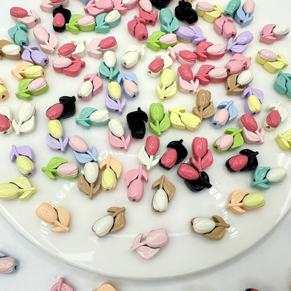 Tulip Metal Beads 14mm Two-Color Baking Painted Alloy 10pcs 3