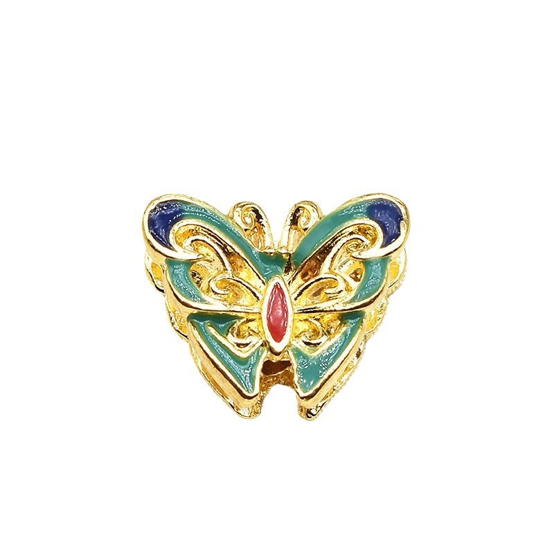 Butterfly Metal Beads 14mm Double Layer Cloisonne Enamel 20pcs 4