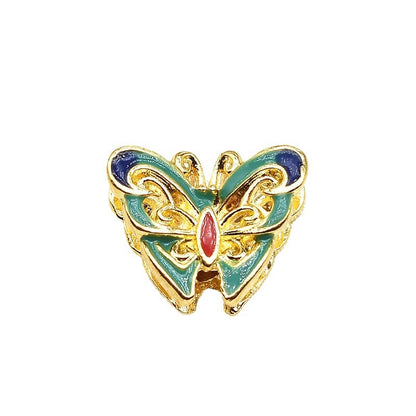 Butterfly Metal Beads 14mm Double Layer Cloisonne Enamel 20pcs 4