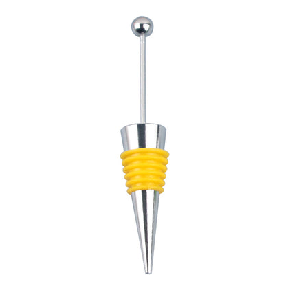 Beadable Wine Stopper Aluminum Alloy Metal Ball Top Silicone Grip 4