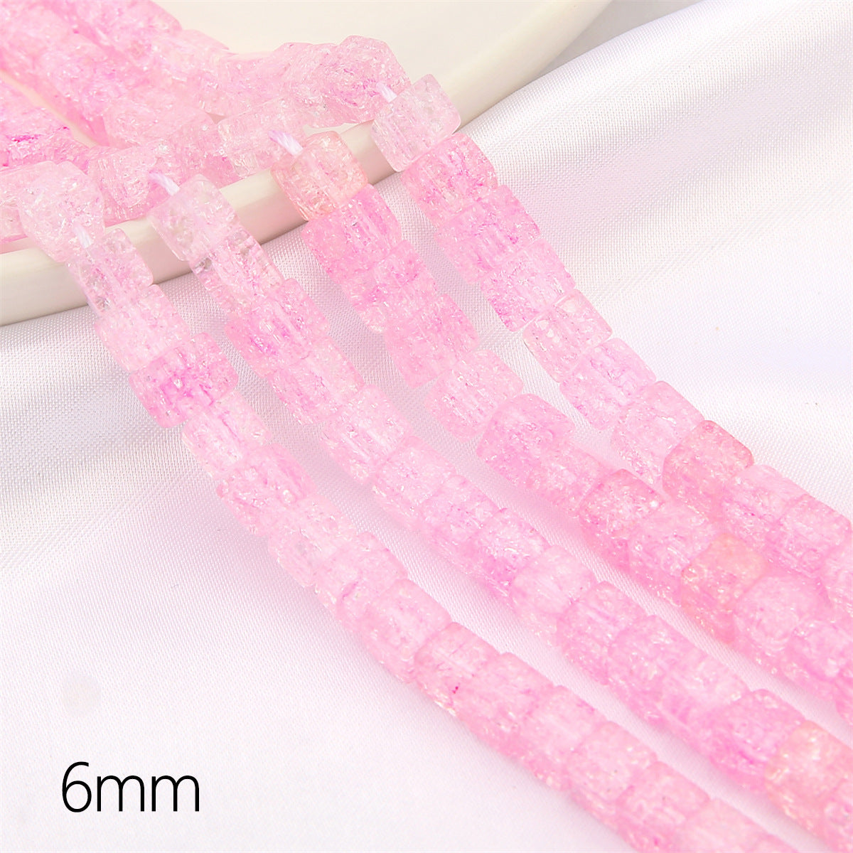 Crackle Square Glass Beads 6mm Multicolor Mixed 59pcs 11