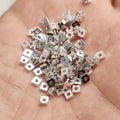 Brass Square Spacer Beads Geometric Silver Tone 100pcs