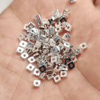 Brass Square Spacer Beads Geometric Silver Tone 100pcs