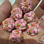 Embellished Bubblegum Beads 20mm Strawberry Shortcake Design 30pcs 3