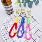 PVC Cat Claw Leather Lanyard Keychain Soft Rubber Paw Charm 2