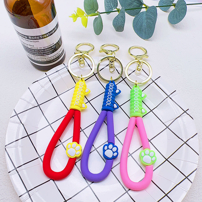 PVC Cat Claw Leather Lanyard Keychain Soft Rubber Paw Charm 2