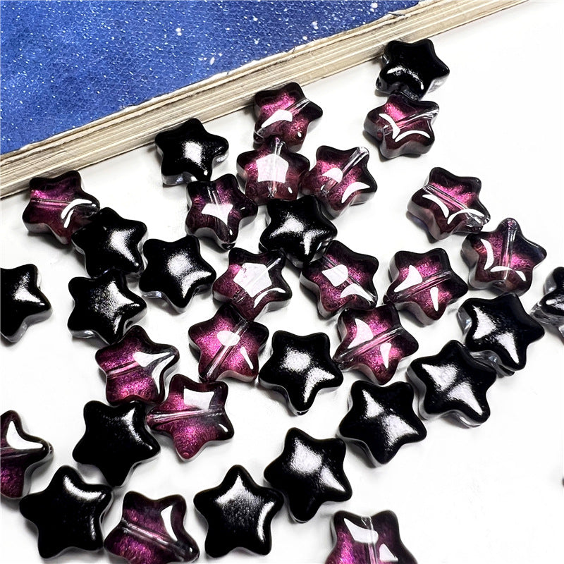 Small Star Czech Glass Beads 8mm Translucent Gold Flecked 50pcs 26