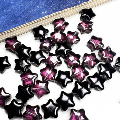 Small Star Czech Glass Beads 8mm Translucent Gold Flecked 50pcs 26