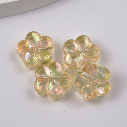 Transparent Flower Acrylic Beads 17mm Flat Plum Blossom 50pcs 7