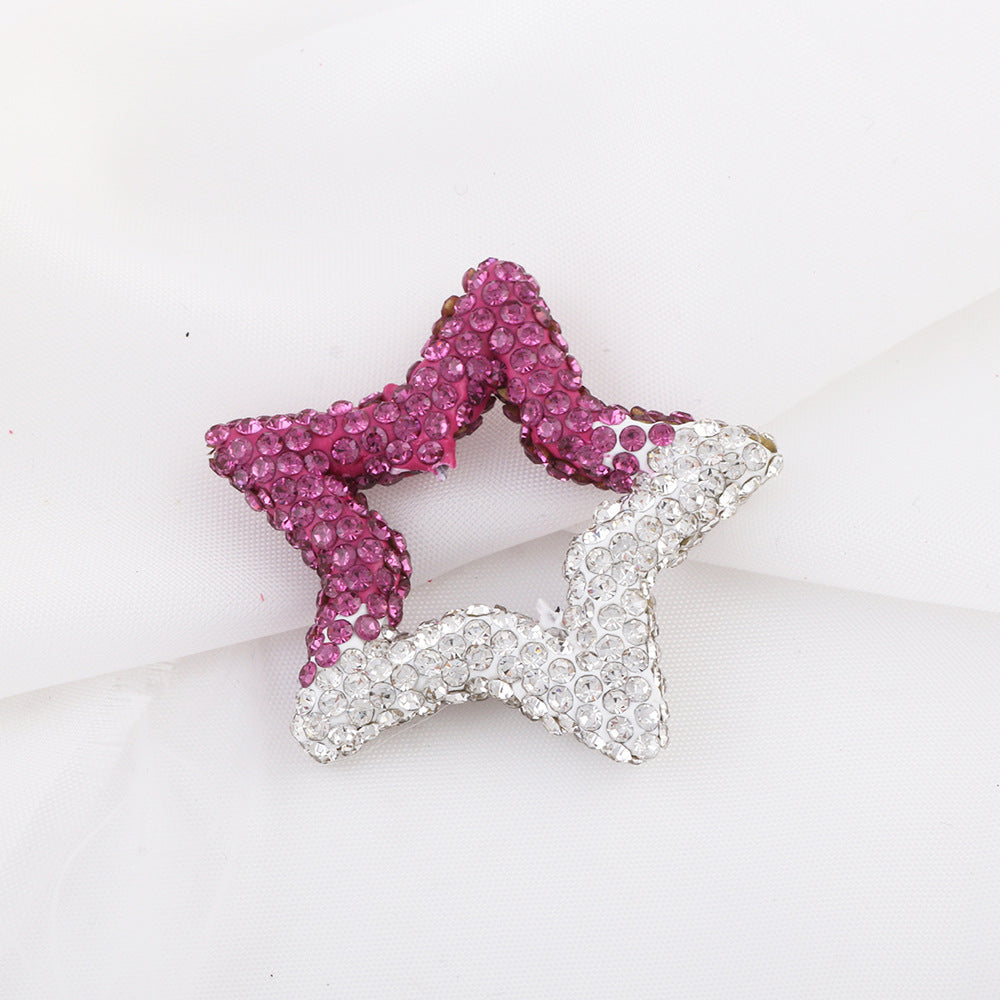 Shimmer Hollow Heart Frame Polymer Clay Rhinestone Beads 32mm 6pcs 25