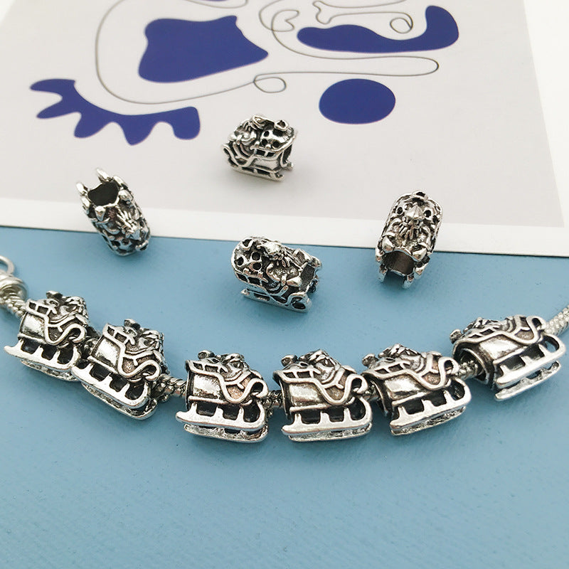 Christmas Series Large Hole Metal Beads Silver Tone Zinc Alloy 1pc 17