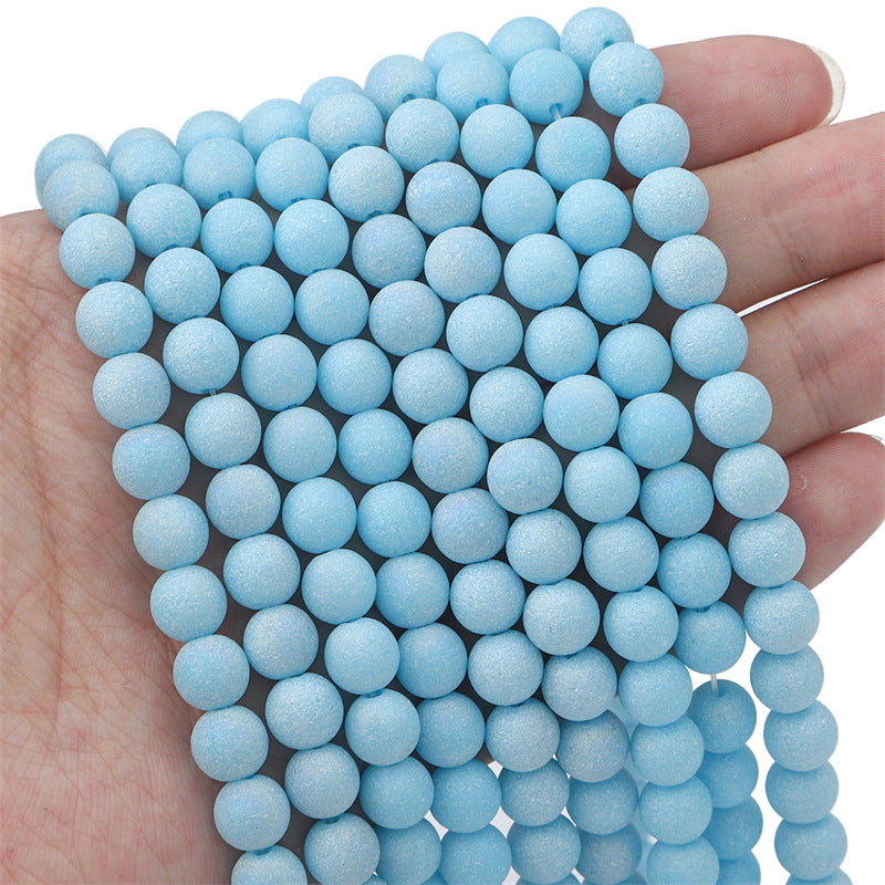 Frosted Round Glass Beads 8mm Soft Matte Pastel Colors 70pcs 11