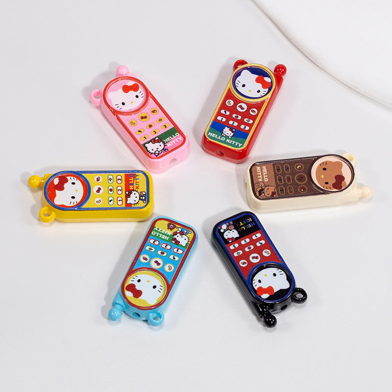 Hello KT & Pingu Phone Acrylic Square Beads 40mm 10pcs 2