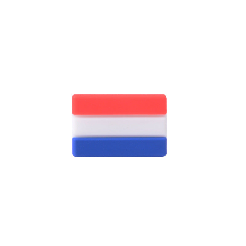 Silicone Focal Beads National Flag Rectangular Design 20pcs 10