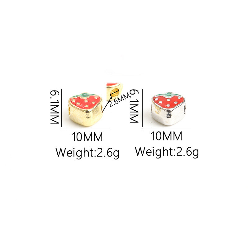 Strawberry Metal Beads 10mm Enamel Alloy Colorful 50pcs 2