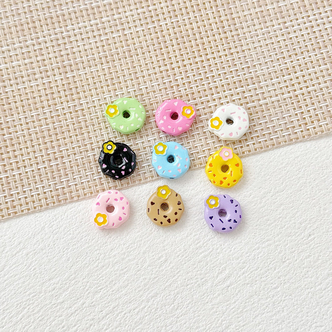 Donut Metal Beads 13mm Painted Enamel Pastel 10pcs