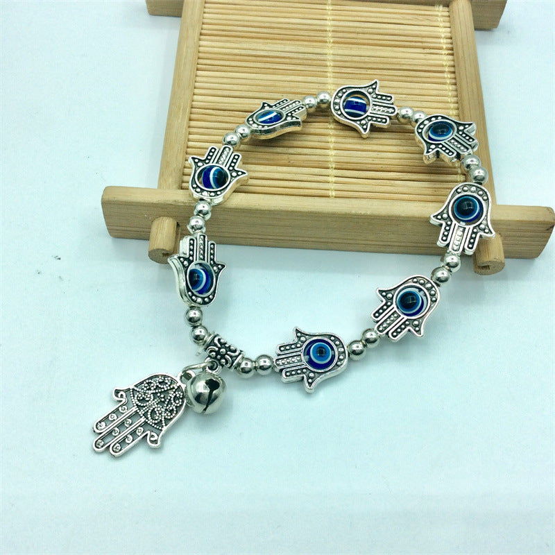 Hamsa Evil Eye Metal Beads Spiritual Silver Black Alloy 100pcs 4