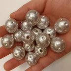 Opaque Bubblegum Beads 20mm Dimpled Faux Pearl White 20pcs 2