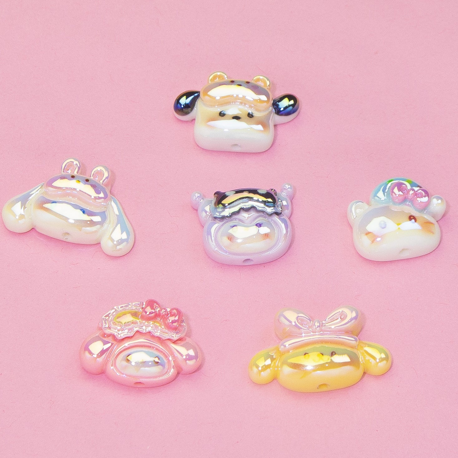 Glossy Sanrio Character Resin Beads Eye Patch Design 10pcs