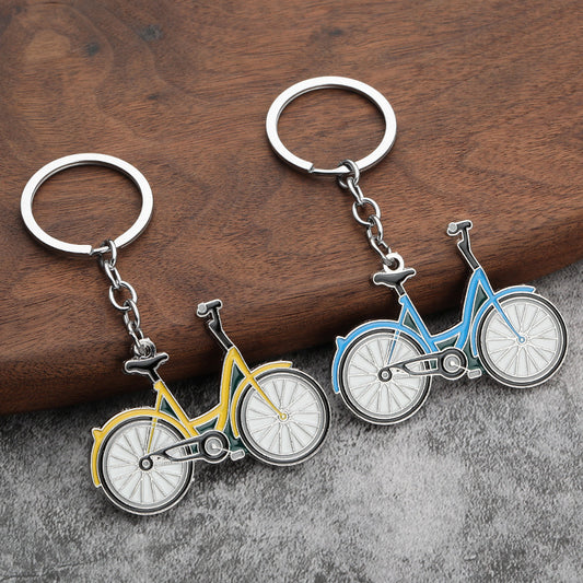 Metal Bicycle Keychain Enamel Colorful Vintage Style