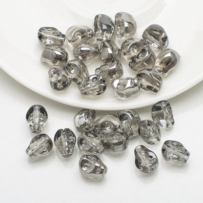 Electroplated Skull Glass Beads 8X10mm Vintage Iridescent Chrome 30pcs 17