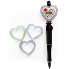 Circle Love Glitter Silicone Focal Beads Glitter Design 10pcs 2