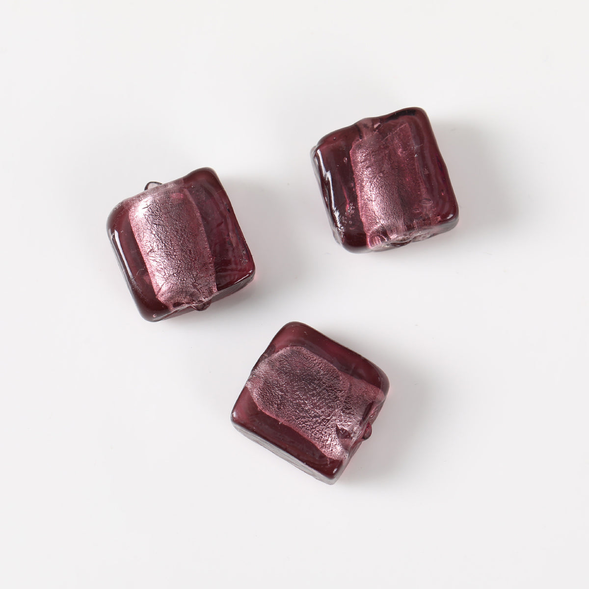 Vintage Transparent Lampwork Square Glass Beads 12mm 20pcs 6