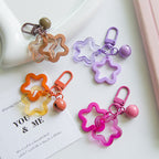 Acrylic Hollow Pentagram Star Keychain with Glossy Bell Charm 2