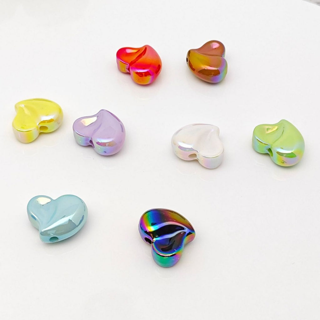 Plating Irregular Heart Acrylic Beads 17x20mm Colorful Mixed 100pcs 2