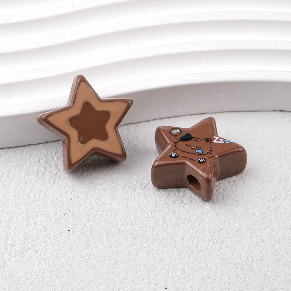 Star Acrylic Beads 22mm Cat Pattern Glossy Colorful 20pcs 16