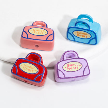 Painted Handbag Acrylic Beads 20/25mm Cartoon Pattern 10pcs 5