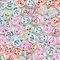 Flat Clay Beads 10mm Facial Painting Pattern Polymer 100pcs