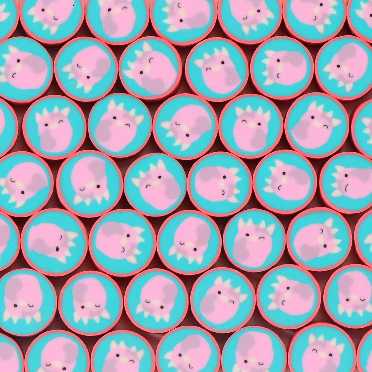 Cute Cartoon Animals Flat Round Clay Beads 9mm Colorful Glossy 100pcs 9
