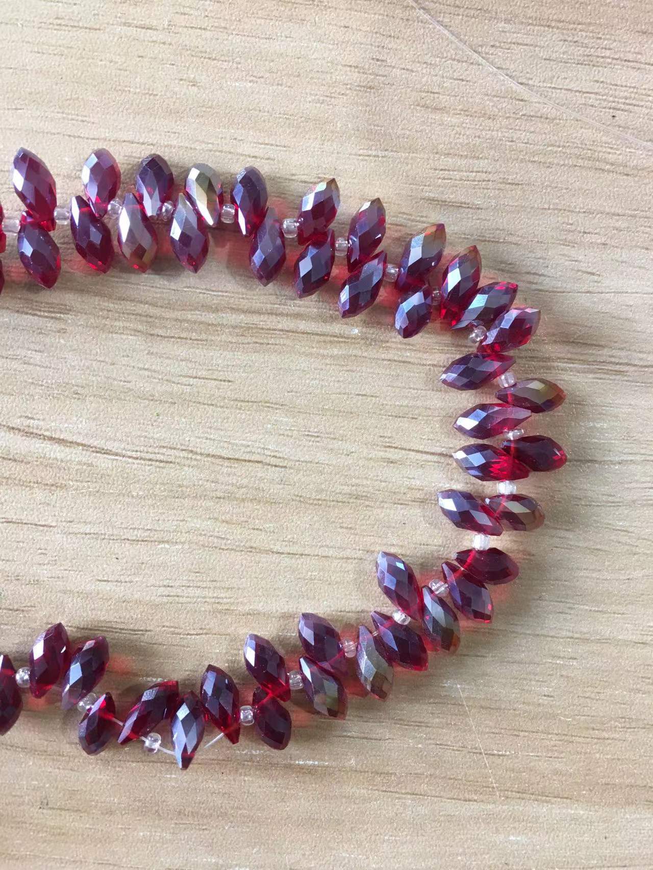 Water Drop Electroplated Glass Beads 6x12mm Transparent Faceted 95pcs 23