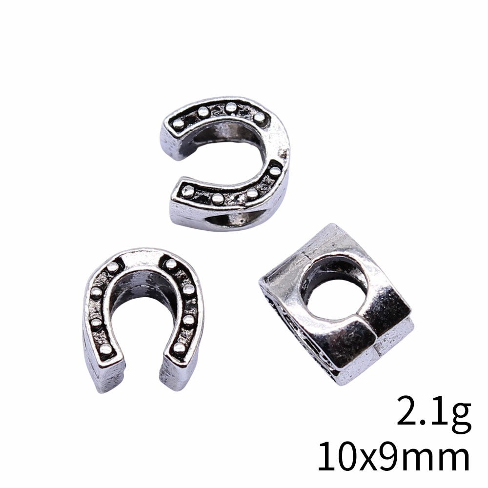 Horseshoe Metal Beads 10mm Large Hole Antique Alloy 50pcs 4