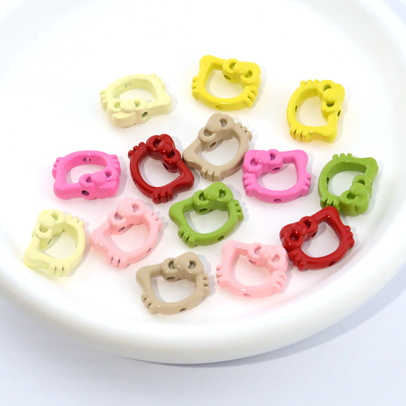 Hollow Kitty Metal Beads 16mm Painted Plating Alloy 20pcs 3