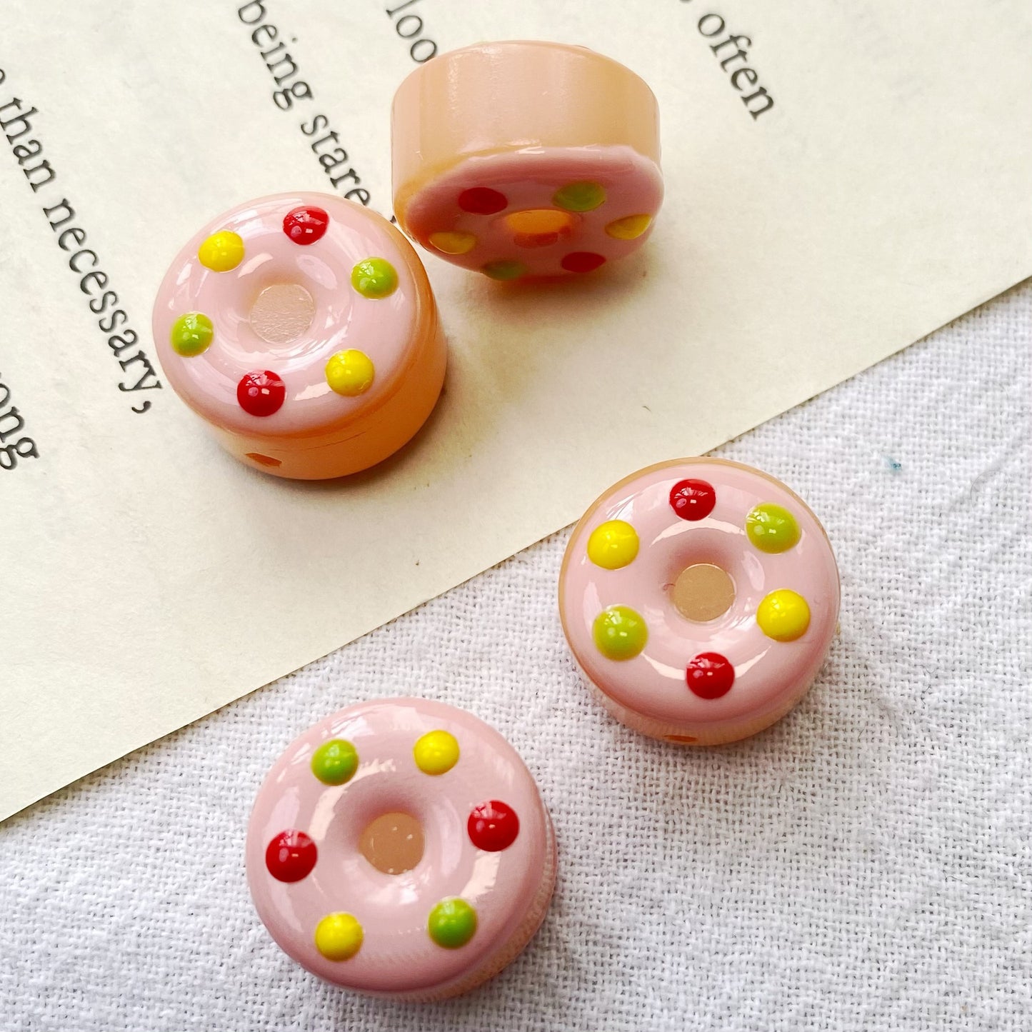 Lampwork Glass Beads Donut 15mm Hand Painted Glossy Finish 10pcs 8