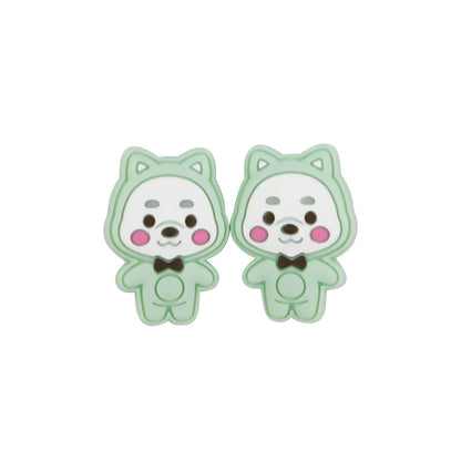 Silicone Focal Beads Little Bear Rosy Cheeks Bow Tie 20pcs 8